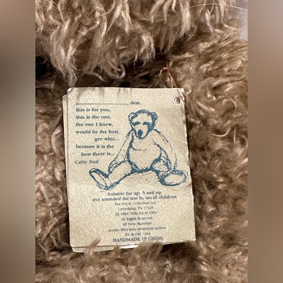 Boyds Bear Collection 18" Vintage 1990 Brown Grizzly Stuffed Plush Jointed EUC - Picture 2 of 11